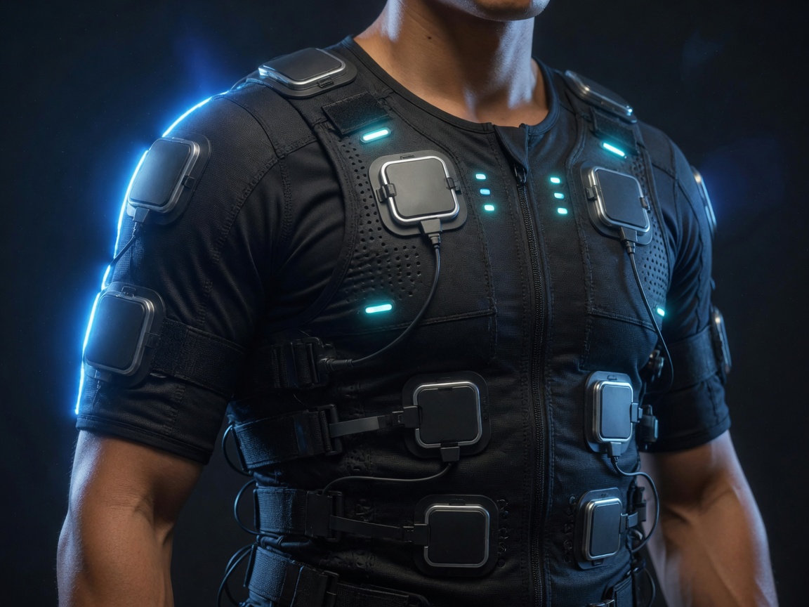 Traje de electroestimulación muscular con electrodos